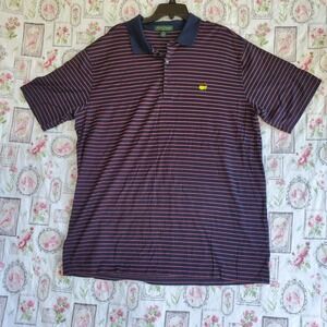 Amen Corner Masters Blue Striped Polo‎ Shirt Mens XXL Pima Cotton Golf